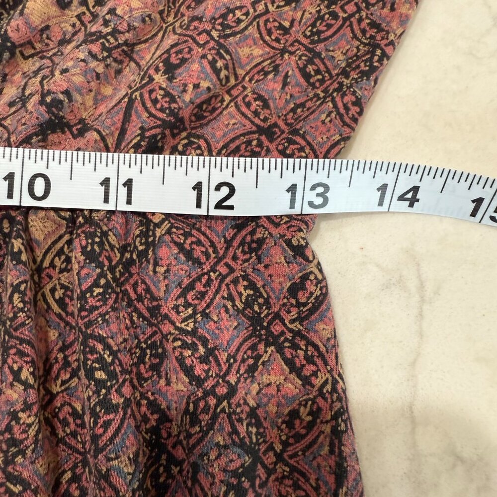 Peruvian Connection 16 Faux Wrap Knit Meraux Dress BoHo Print V-Neck 3/4 Sleeve - Picture 9 of 15